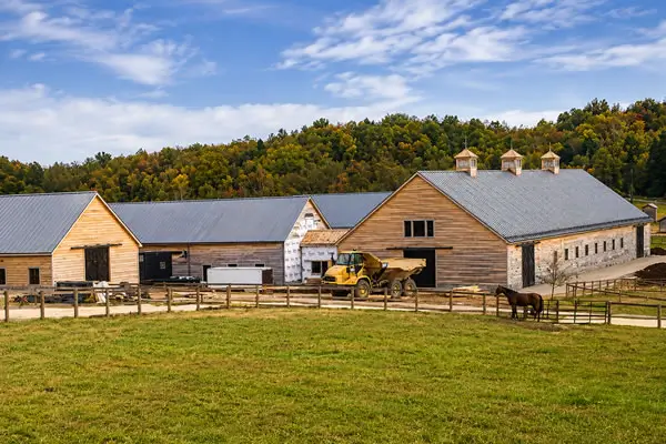 A barn with lightning protection rods installed A barn with lightning protection rods installed